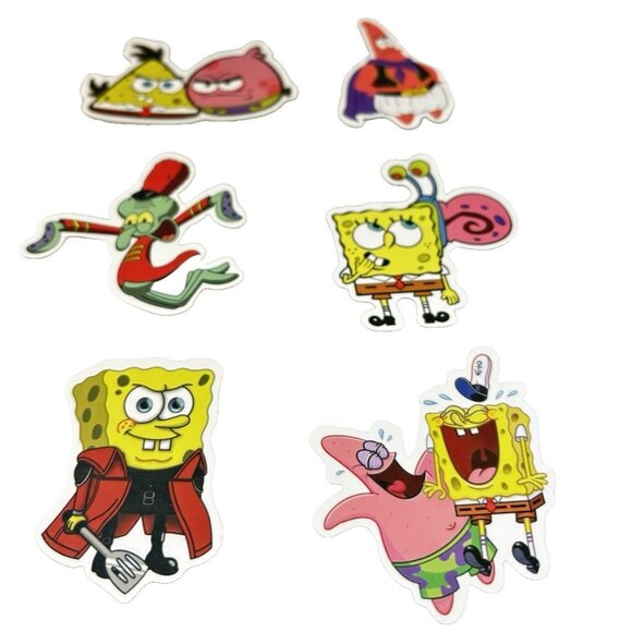 SpongeBob SquarePants 6pc Vinyl Stickers Lot Cartoon Water Bottle Laptop Decals - Picture 1 of 5